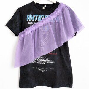 ASOS Graphic Tulle Overlay Shirt – Size S – Statement Ruffle Top